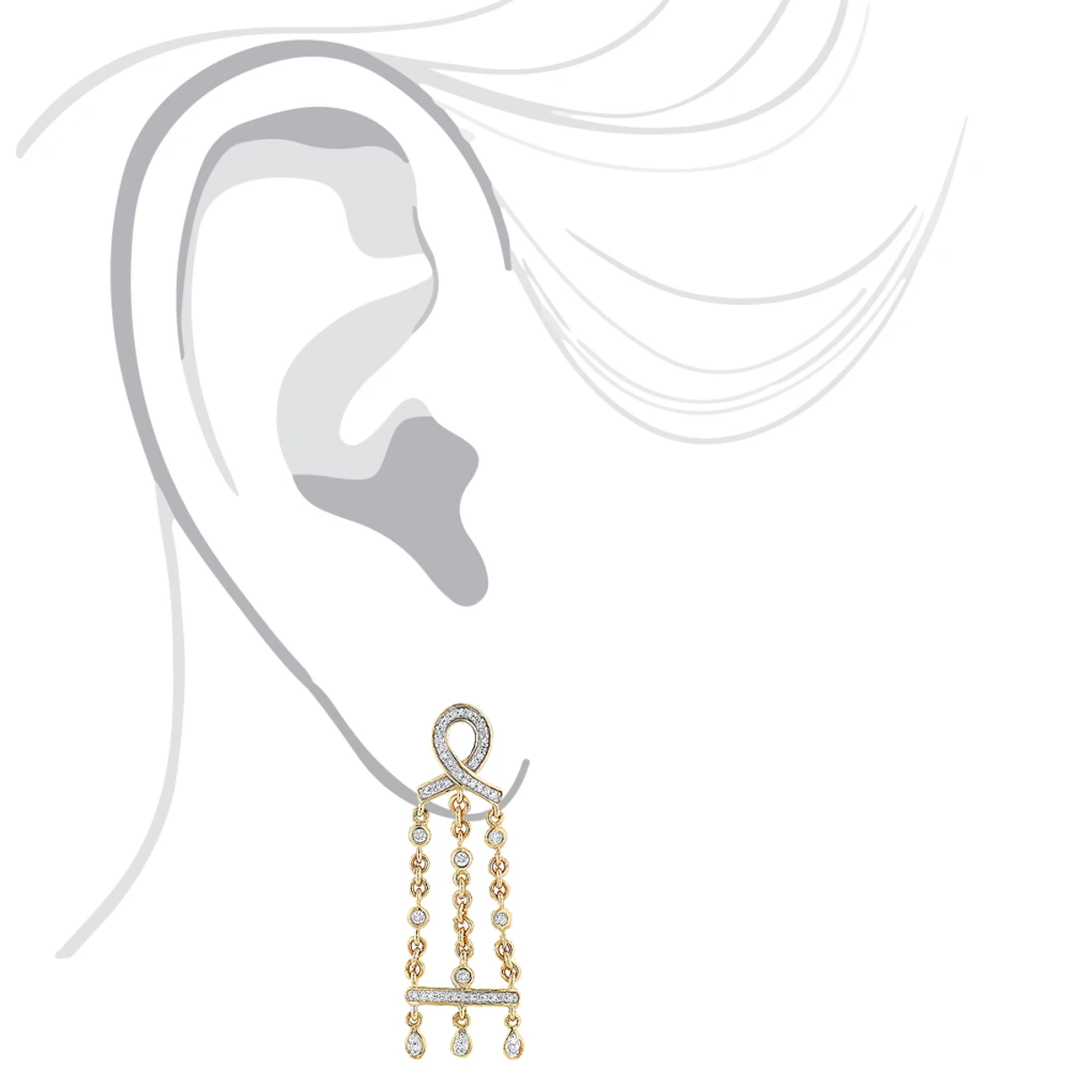 14K White Gold Diamond Chandelier Earrings 0.36ct 5 14K White Gold Diamond Chandelier Earrings 0.36ct - Image 5