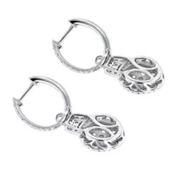 14K White Gold Diamond Circle Earrings 1.95ct -Luxurman 14k gold diamond circle earrings 195ct backwh