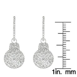 14K White Gold Diamond Circle Earrings 1.95ct -Luxurman 14k gold diamond circle earrings 195ct ruler