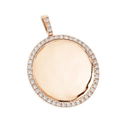 14K Yellow Gold Diamond Circle Medallion Pendant For Women 0.5ct By Luxurman -Luxurman 14k gold diamond circle medallion pendant for women 05ct by luxurman ro