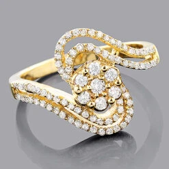 14K Yellow Gold Diamond Cluster Ring 0.56ct