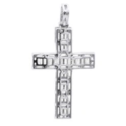 Luxurman 4 Carat Round & Baguette Diamond Cross Pendant For Men 14K Yellow Gold -Luxurman 14k gold diamond cross pendant for men 4 carats round baguette diamonds 803240 back white