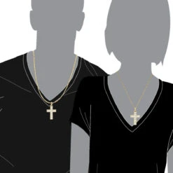 Luxurman 4 Carat Round & Baguette Diamond Cross Pendant For Men 14K Yellow Gold -Luxurman 14k gold diamond cross pendant for men 4 carats round baguette diamonds 803240 body yellow