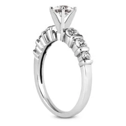 14K White Gold Handmade Round Diamond Designer Engagement Ring 0.90ct -Luxurman 14k gold diamond designer engagement ring 090ct p 28258 back white 20220426