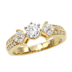 14K Yellow Gold Prong Set Diamond Designer Engagement Ring 1.06ct