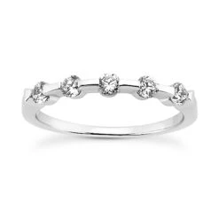 Thin 14K White Gold Diamond Designer Engagement Ring Band 0.15ct