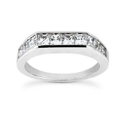 Thin 14K White Gold Diamond Designer Engagement Ring Band 1.40ct