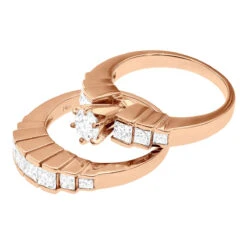 Handmade 14K White Gold Diamond Designer Engagement Ring Set 2ct 13 Handmade 14K White Gold Diamond Designer Engagement Ring Set 2ct -Luxurman 14k gold diamond designer engagement ring set 2ct p 28769 back rose