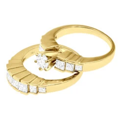 Handmade 14K White Gold Diamond Designer Engagement Ring Set 2ct 12 Handmade 14K White Gold Diamond Designer Engagement Ring Set 2ct -Luxurman 14k gold diamond designer engagement ring set 2ct p 28769 back yellow