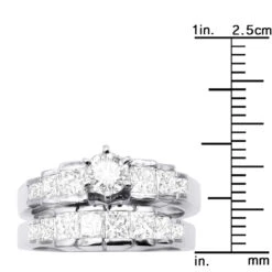 Handmade 14K White Gold Diamond Designer Engagement Ring Set 2ct 15 Handmade 14K White Gold Diamond Designer Engagement Ring Set 2ct -Luxurman 14k gold diamond designer engagement ring set 2ct p 28769 ruler white