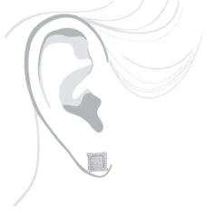 14K White Gold Diamond Earring For Men Single Stud Princess Round Diamonds 0.5ct -Luxurman 14k gold diamond earring for men single stud princess round diamonds 0 5ct bodwh