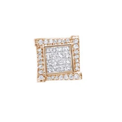 14K White Gold Diamond Earring For Men Single Stud Princess Round Diamonds 0.5ct -Luxurman 14k gold diamond earring for men single stud princess round diamonds 0 5ct ro