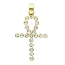 14K Yellow Gold Diamond Egyptian Ankh Cross Pendant 1 Carat By Luxurman -Luxurman 14k gold diamond egyptian ankh cross pendant 1 carat by luxurman backye