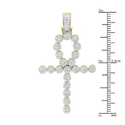 14K Yellow Gold Diamond Egyptian Ankh Cross Pendant 1 Carat By Luxurman -Luxurman 14k gold diamond egyptian ankh cross pendant 1 carat by luxurman rulerye