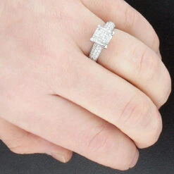 14K White Gold Diamond Engagement Ring 0.95ct -Luxurman 14k gold diamond engagement ring 095ct p 35746bod