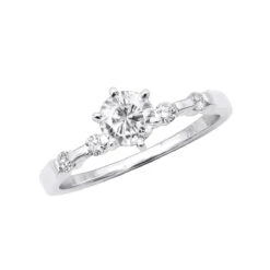 14K White Gold Diamond Engagement Ring Mounting 0.12ct