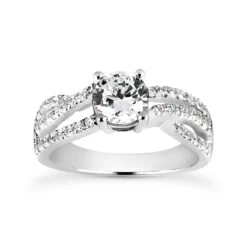 14K White Gold Designer Diamond Engagement Ring Mounting 0.30ct