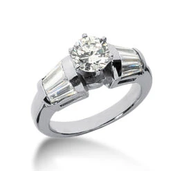 14K White Gold Diamond Engagement Ring Mounting 1.26ct