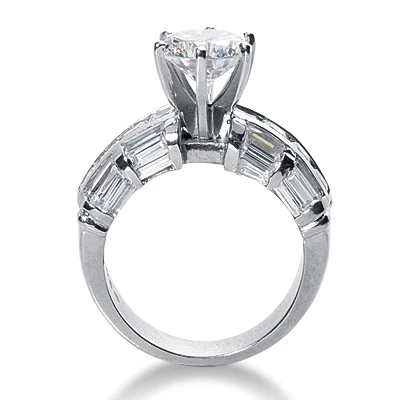 14K White Gold Diamond Engagement Ring Mounting 2.88ct 2 14K White Gold Diamond Engagement Ring Mounting 2.88ct - Image 2