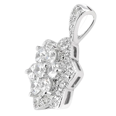 14K White Gold Diamond Flower Pendant 2.29ct 2 14K White Gold Diamond Flower Pendant 2.29ct - Image 2