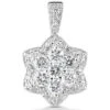 14K White Gold Diamond Flower Pendant 2.29ct