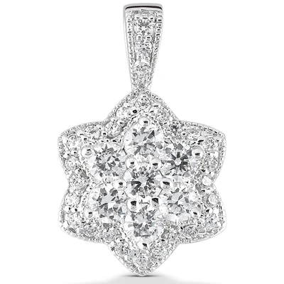14K White Gold Diamond Flower Pendant 2.29ct 1 14K White Gold Diamond Flower Pendant 2.29ct