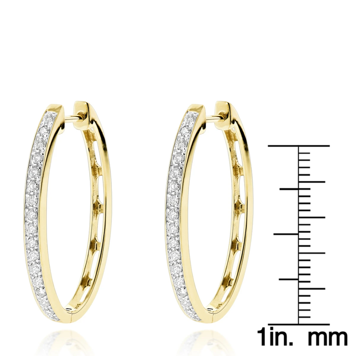 14K White Gold Oval Diamond Hoop Earrings For Women 0.71ct 6 14K White Gold Oval Diamond Hoop Earrings For Women 0.71ct - Image 6