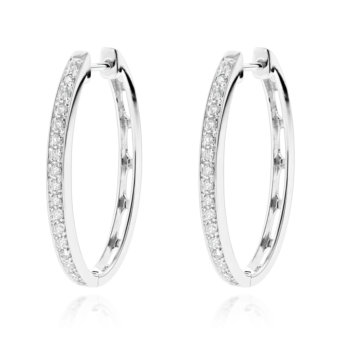14K White Gold Oval Diamond Hoop Earrings For Women 0.71ct 1 14K White Gold Oval Diamond Hoop Earrings For Women 0.71ct