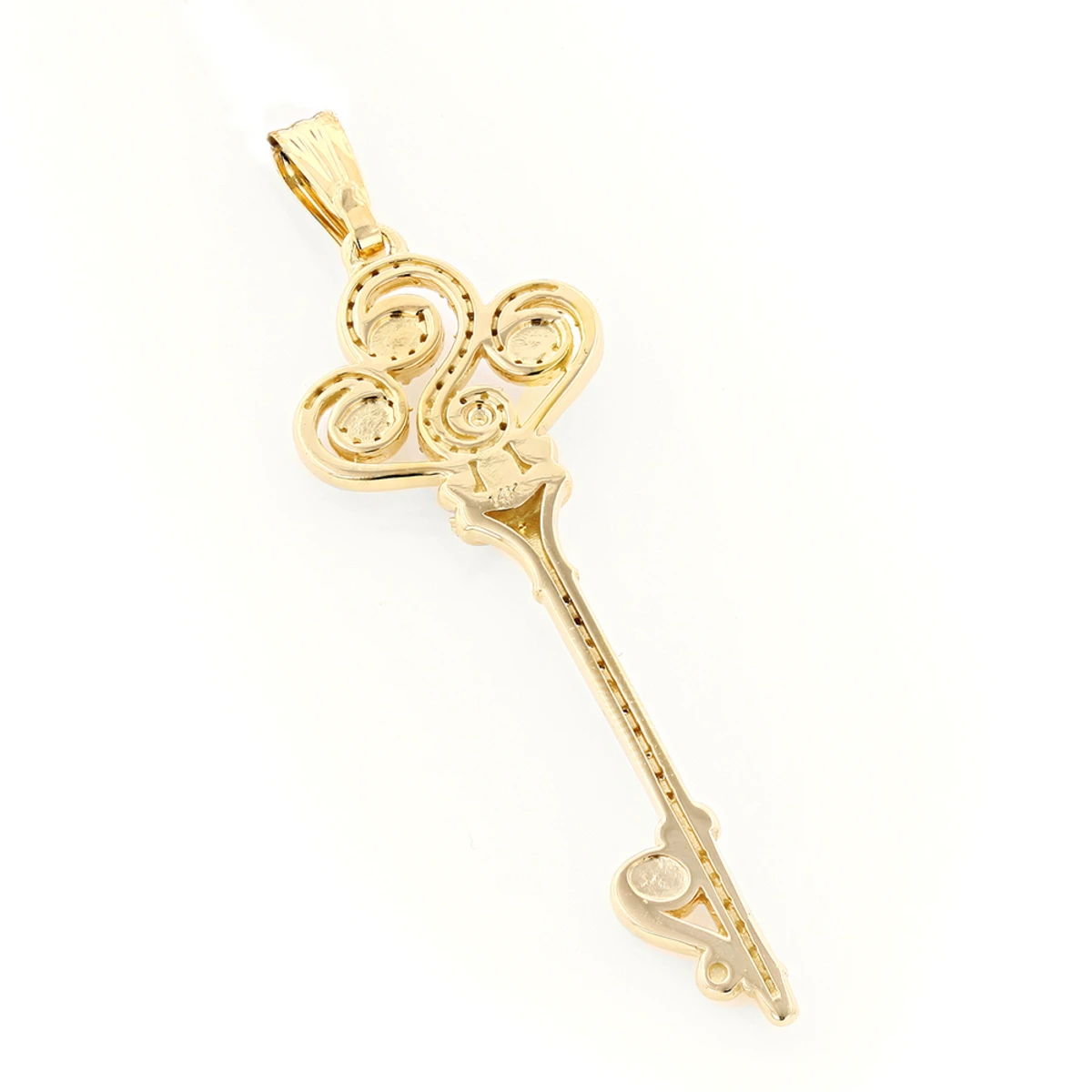 14K Yellow Gold Diamond Key Necklace 0.5ct 4 14K Yellow Gold Diamond Key Necklace 0.5ct - Image 4