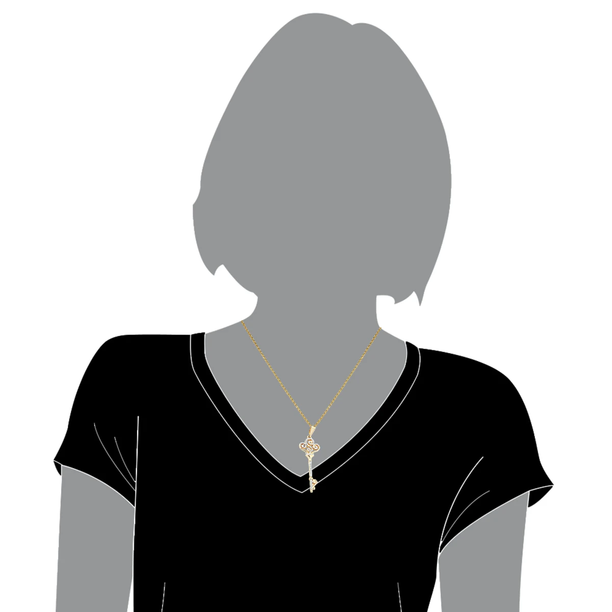 14K Yellow Gold Diamond Key Necklace 0.5ct 5 14K Yellow Gold Diamond Key Necklace 0.5ct - Image 5