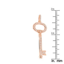 14K Rose Gold Diamond Key Pendant 0.42ct -Luxurman 14k gold diamond key pendant 042ct p 35150 rulerro
