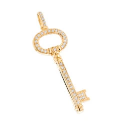 14K Rose Gold Diamond Key Pendant 0.42ct -Luxurman 14k gold diamond key pendant 042ct p 35150 ye