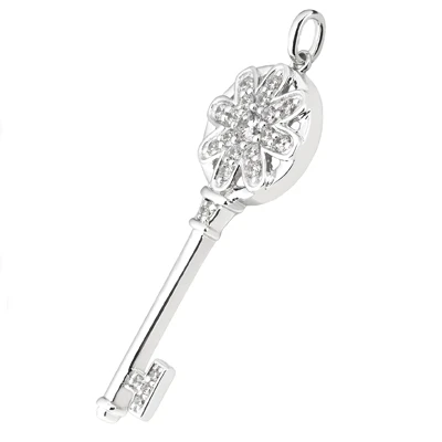 14K White Gold Diamond Key Pendant 0.46ct 2 14K White Gold Diamond Key Pendant 0.46ct - Image 2