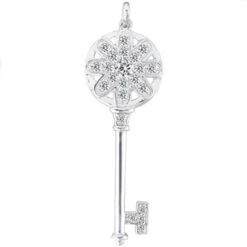 14K White Gold Diamond Key Pendant 0.46ct