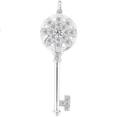 14K White Gold Diamond Key Pendant 0.46ct 1 14K White Gold Diamond Key Pendant 0.46ct