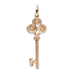 14K Yellow Gold Diamond Key Pendant 0.83ct -Luxurman 14k gold diamond key pendant 083ct p 35169 backro