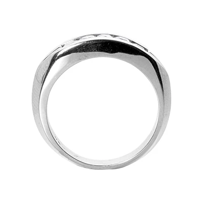 14K White Gold 5 Stone Diamond Men's Wedding Band 0.85ct 3 14K White Gold 5 Stone Diamond Men's Wedding Band 0.85ct - Image 3