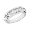 14K White Gold 5 Stone Diamond Men's Wedding Band 0.85ct