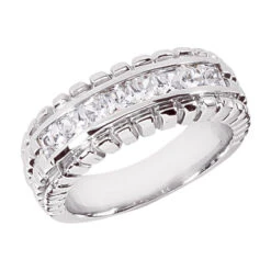14K White Gold Diamond Men's Wedding Band 1.36ct