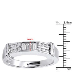 14K White Gold Diamond Men's Wedding Ring 0.62ct -Luxurman 14k gold diamond mens wedding ring 062ct p 25626 rulerwh