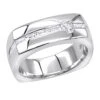 14K White Gold Diamond Men's Wedding Ring 0.74ct