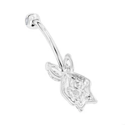 14K White Gold Genuine Diamond Playboy Bunny Belly Button Ring 1.06ct -Luxurman 14k gold diamond playboy belly button ring 106ct p 5872 backwh