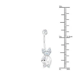 14K White Gold Genuine Diamond Playboy Bunny Belly Button Ring 1.06ct -Luxurman 14k gold diamond playboy belly button ring 106ct p 5872 rulerwh