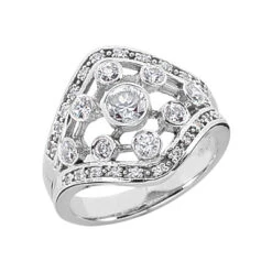 14K White Gold Diamond Right Hand Ring 0.66ct