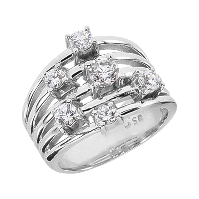 14K White Gold Diamond Right Hand Ring 0.95ct 1 14K White Gold Diamond Right Hand Ring 0.95ct