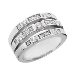14K White Gold Diamond Right Hand Women's Ring 0.64ct 11.1mm