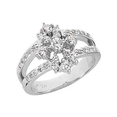 14K White Gold Diamond Right Hand Women's Ring 0.66ct 1 14K White Gold Diamond Right Hand Women's Ring 0.66ct