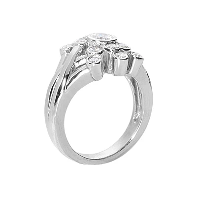 14K White Gold Diamond Right Hand Women's Ring 0.70ct 3 14K White Gold Diamond Right Hand Women's Ring 0.70ct - Image 3