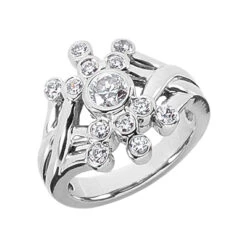 14K White Gold Diamond Right Hand Women's Ring 0.70ct