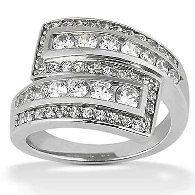 14K White Gold Diamond Right Hand Women's Ring 1.20ct 1 14K White Gold Diamond Right Hand Women's Ring 1.20ct